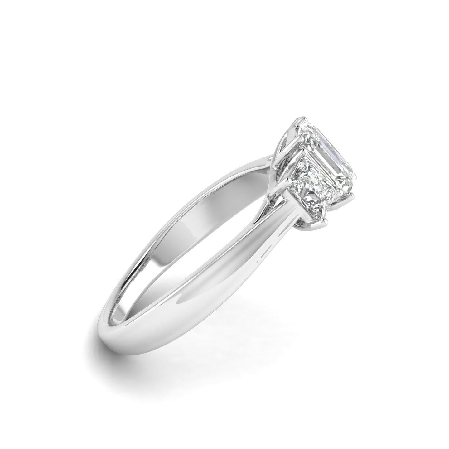 White Gold Studded 1.12 Carat Lab Grown Diamond Ring-D Color VVS Clarity.